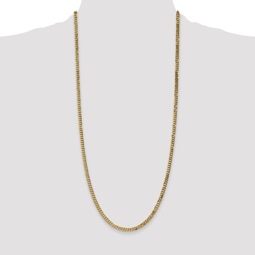 14K 30 inch 3.9mm Flat Beveled Curb with Lobster Clasp Chain (FBU100-30)