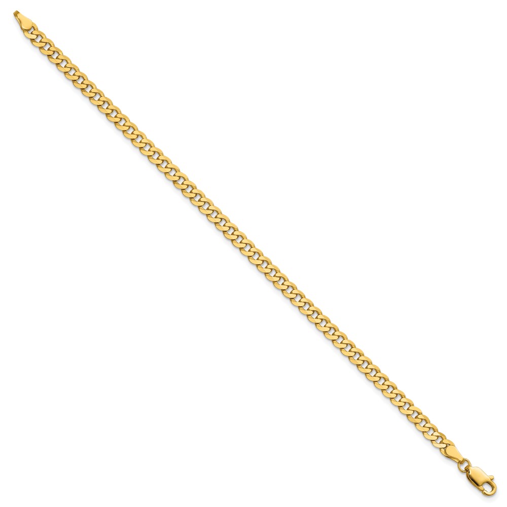 14K 7 inch 3.9mm Flat Beveled Curb with Lobster Clasp Bracelet (FBU100-7)