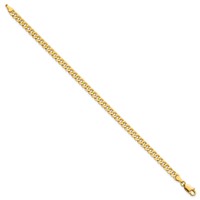14K 3.9mm Yellow Gold Flat Beveled Curb Bracelet with Lobster Clasp, 8" view 2