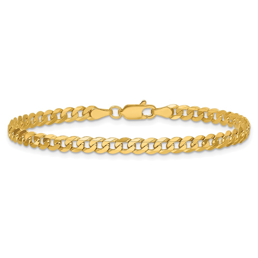 14K 7 inch 3.9mm Flat Beveled Curb with Lobster Clasp Bracelet (FBU100-7)