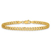 14K 3.9mm Yellow Gold Flat Beveled Curb Bracelet with Lobster Clasp, 8" view 4