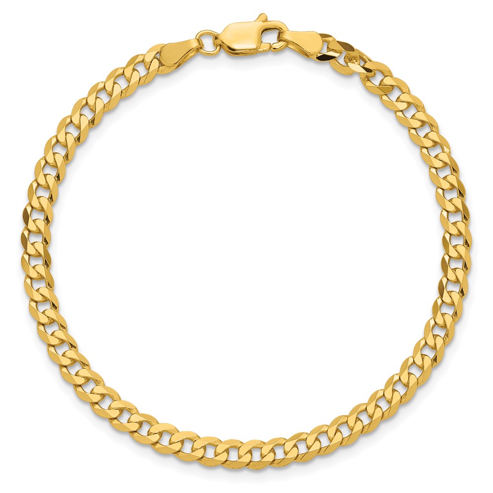 14K 7 inch 3.9mm Flat Beveled Curb with Lobster Clasp Bracelet (FBU100-7)