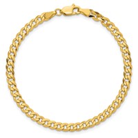 14K 3.9mm Yellow Gold Flat Beveled Curb Bracelet with Lobster Clasp, 8" view 5