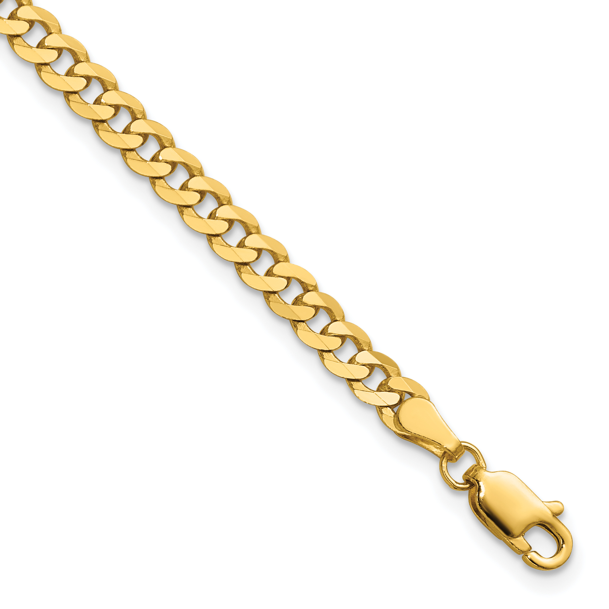 14K 7 inch 3.9mm Flat Beveled Curb with Lobster Clasp Bracelet (FBU100-7)