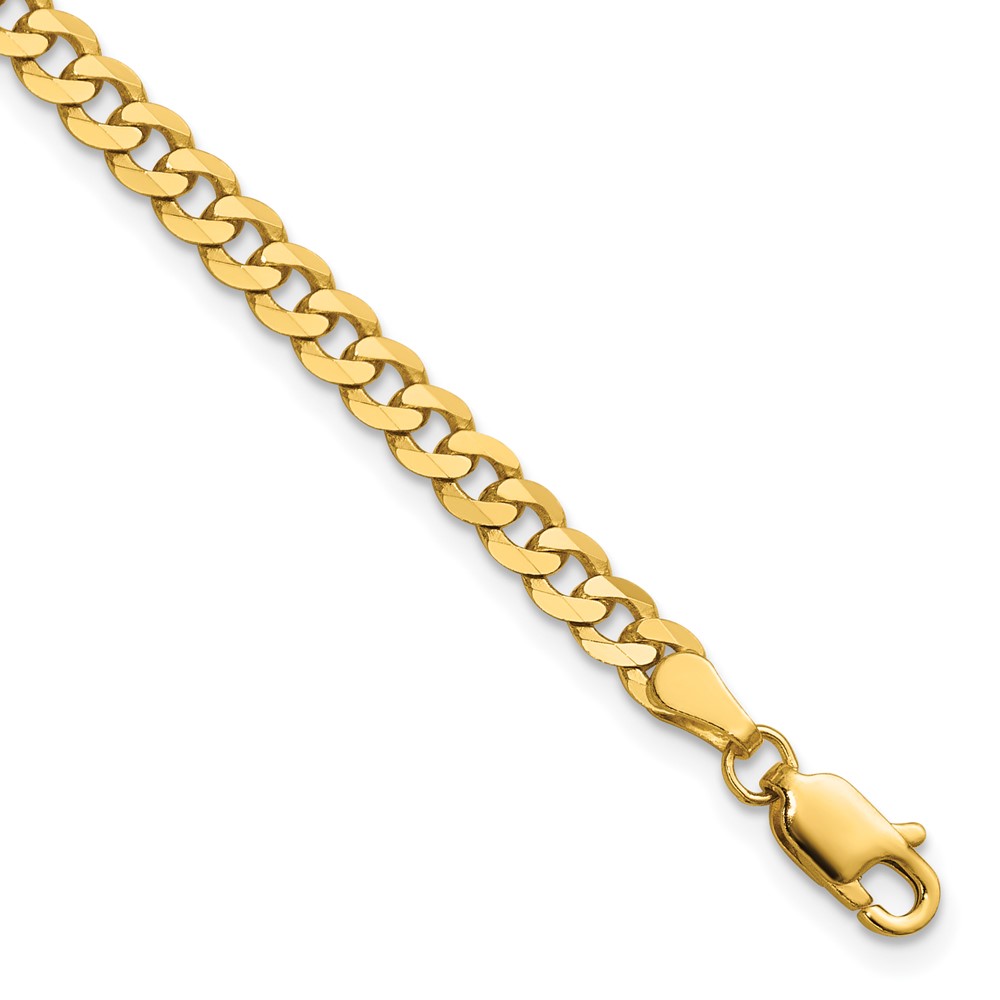 14K 7 inch 3.9mm Flat Beveled Curb with Lobster Clasp Bracelet (FBU100-7)