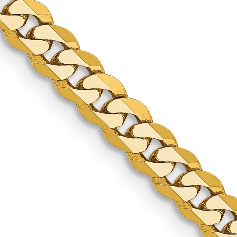 14K 26 inch 3.9mm Flat Beveled Curb with Lobster Clasp Chain