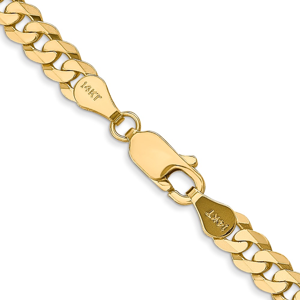 14K 18 inch 4.75mm Flat Beveled Curb with Lobster Clasp Chain (FBU120-18)
