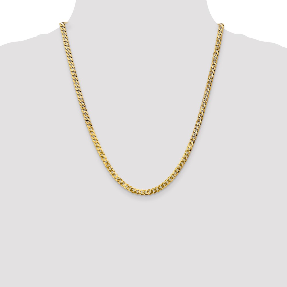 14K 22 inch 4.75mm Flat Beveled Curb with Lobster Clasp Chain (FBU120-22)