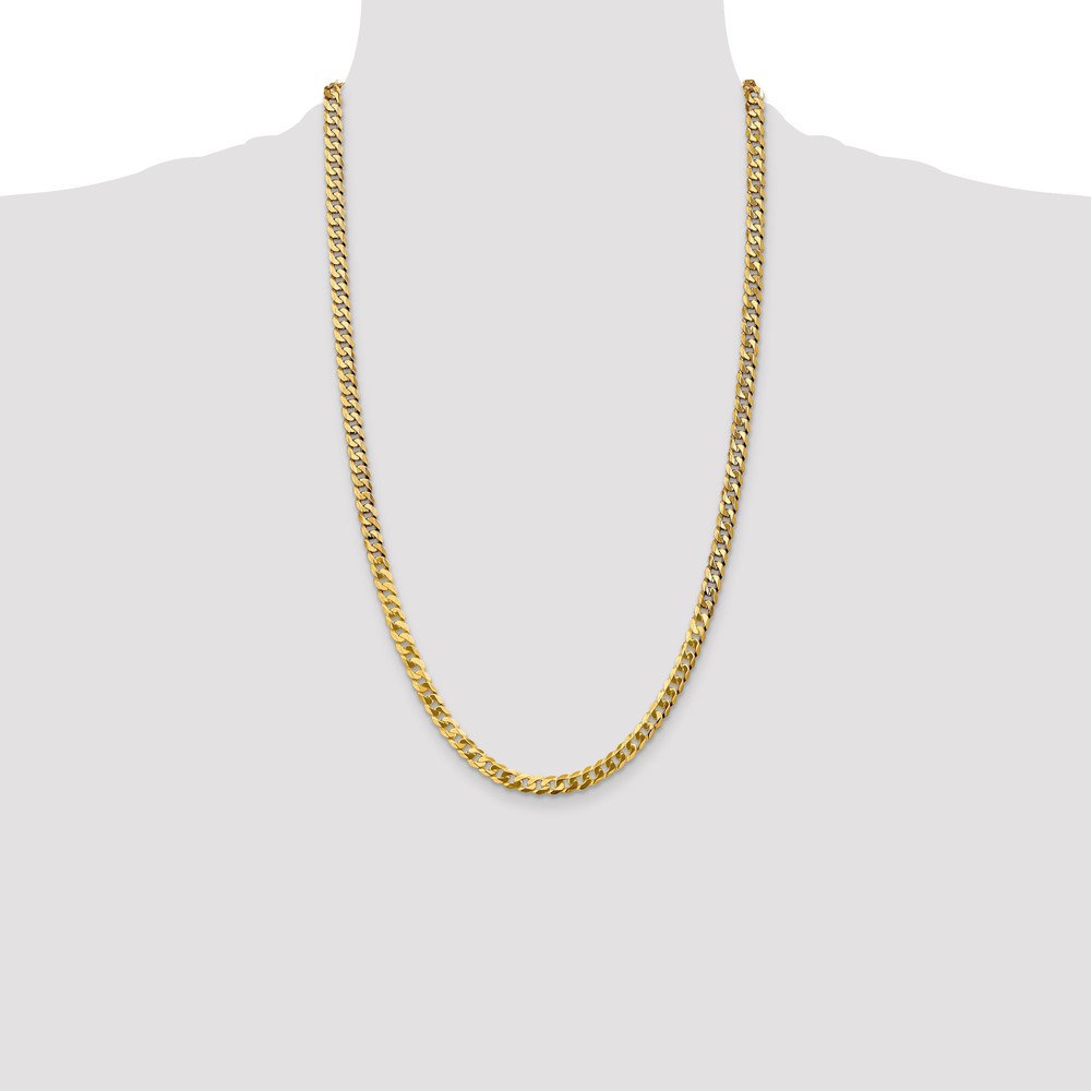 14K 26 inch 4.75mm Flat Beveled Curb with Lobster Clasp Chain (FBU120-26)