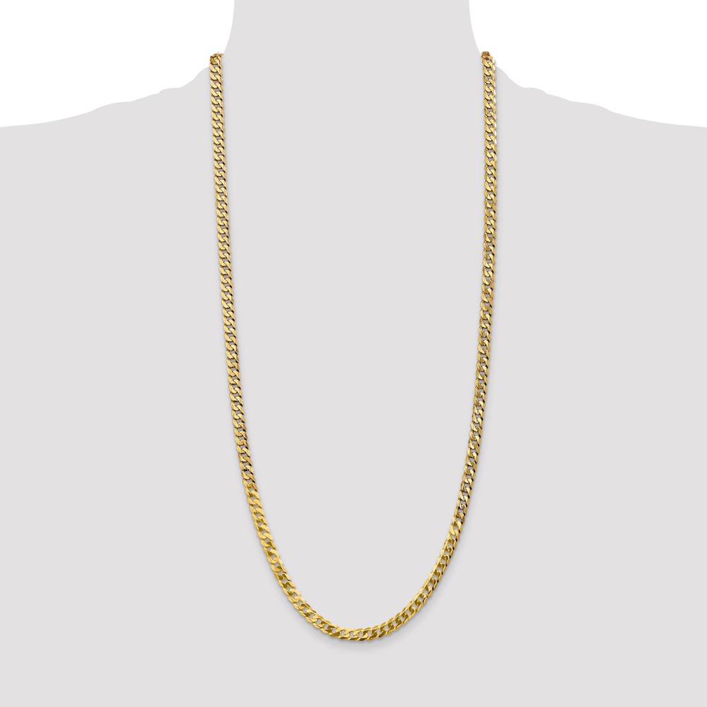 14K 30 inch 4.75mm Flat Beveled Curb with Lobster Clasp Chain (FBU120-30)
