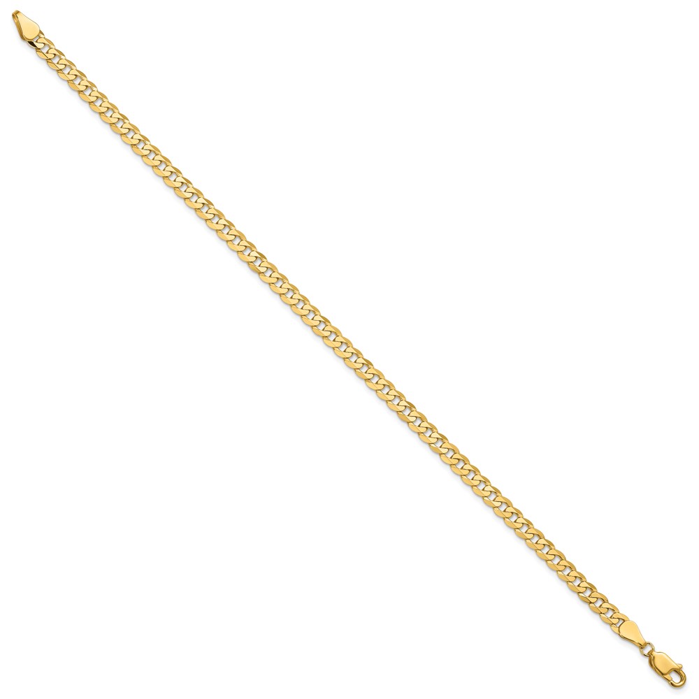 14K 7 inch 4.75mm Flat Beveled Curb with Lobster Clasp Bracelet (FBU120-7)