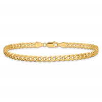 14K 4.75mm Yellow Gold Flat Beveled Curb Bracelet with Lobster Clasp, 7" view 3