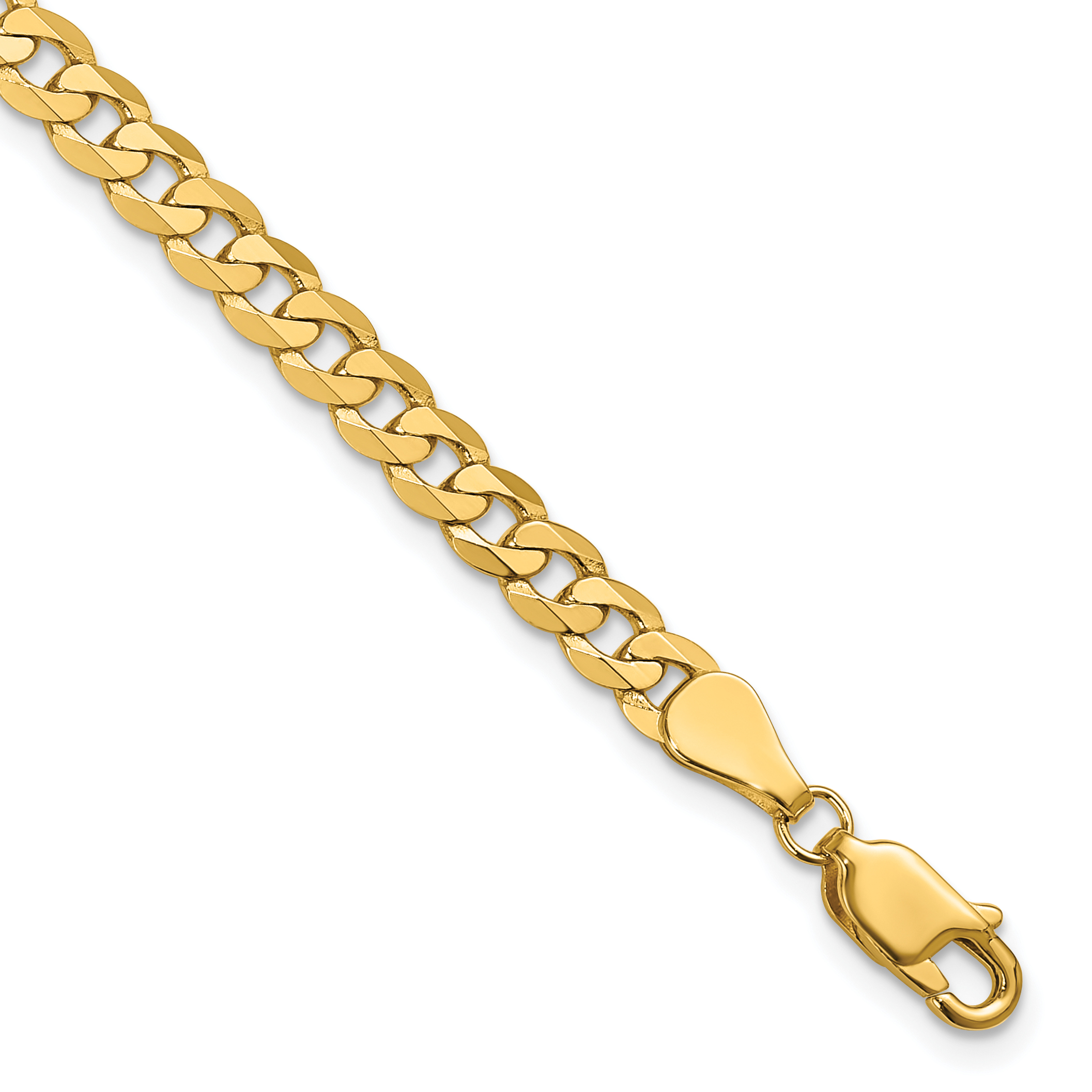 14K 7 inch 4.75mm Flat Beveled Curb with Lobster Clasp Bracelet (FBU120-7)
