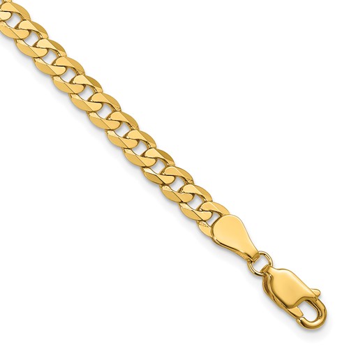 14K 9 inch 4.75mm Flat Beveled Curb with Lobster Clasp Chain