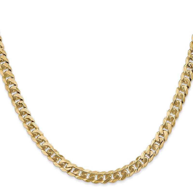 14K 26 inch 5.75mm Flat Beveled Curb with Lobster Clasp Chain