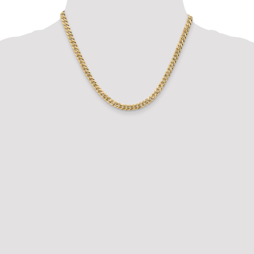 14K 18 inch 5.75mm Flat Beveled Curb with Lobster Clasp Chain (FBU140-18)