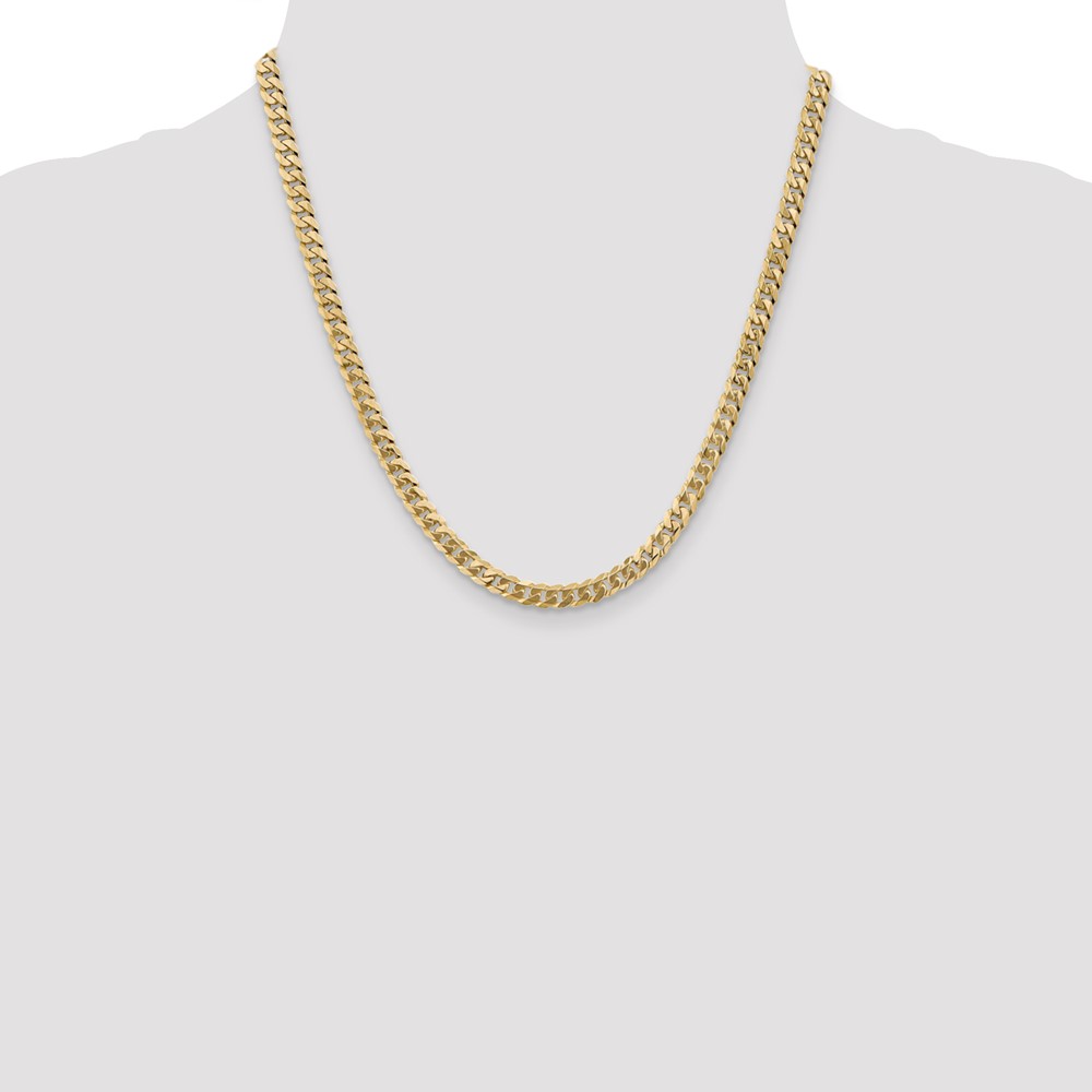 14K 20 inch 5.75mm Flat Beveled Curb with Lobster Clasp Chain (FBU140-20)