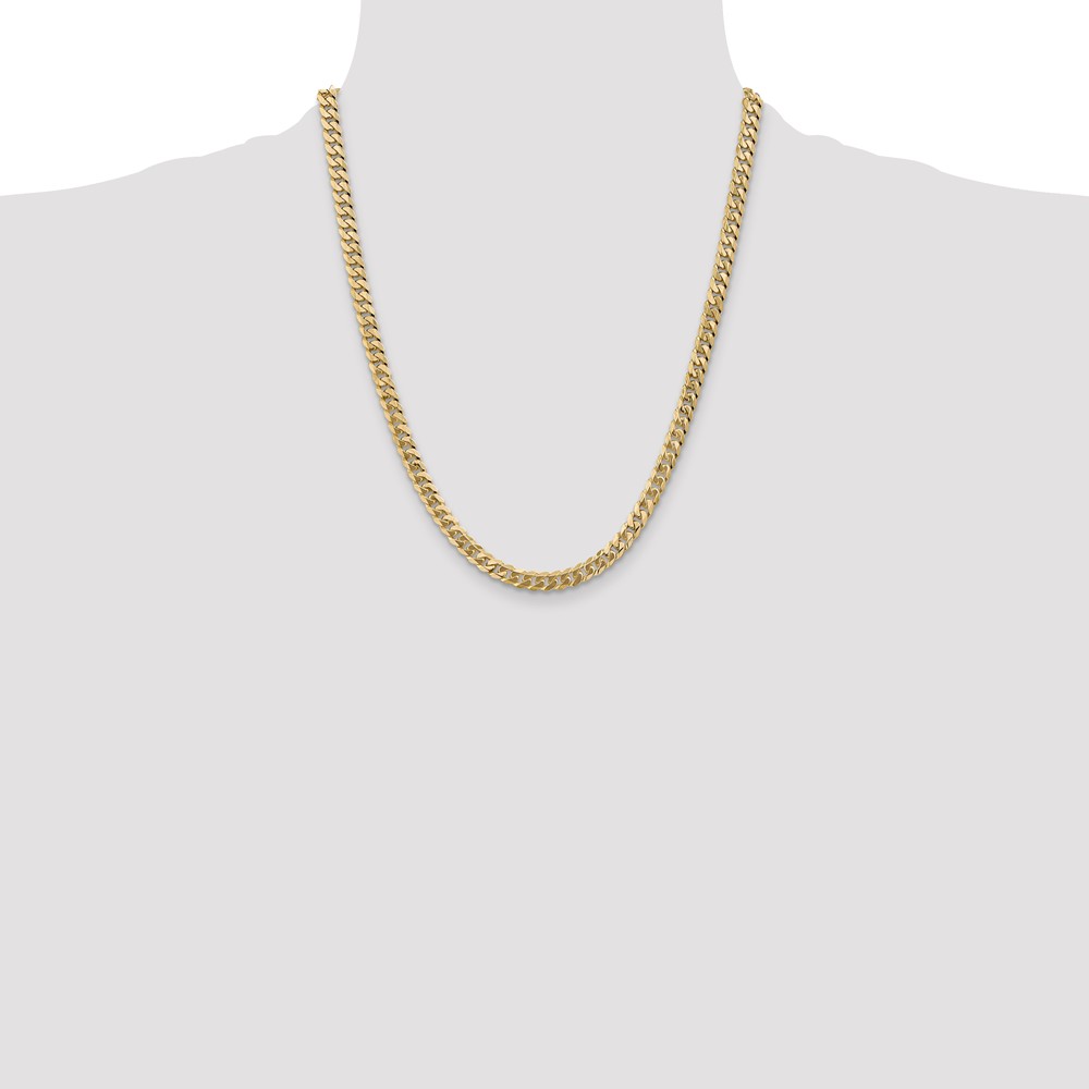 14K 22 inch 5.75mm Flat Beveled Curb with Lobster Clasp Chain (FBU140-22)