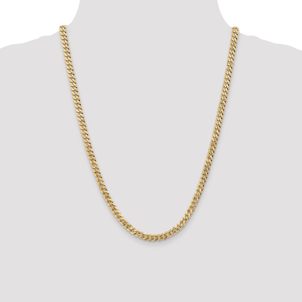 14K 24 inch 5.75mm Flat Beveled Curb with Lobster Clasp Chain (FBU140-24)