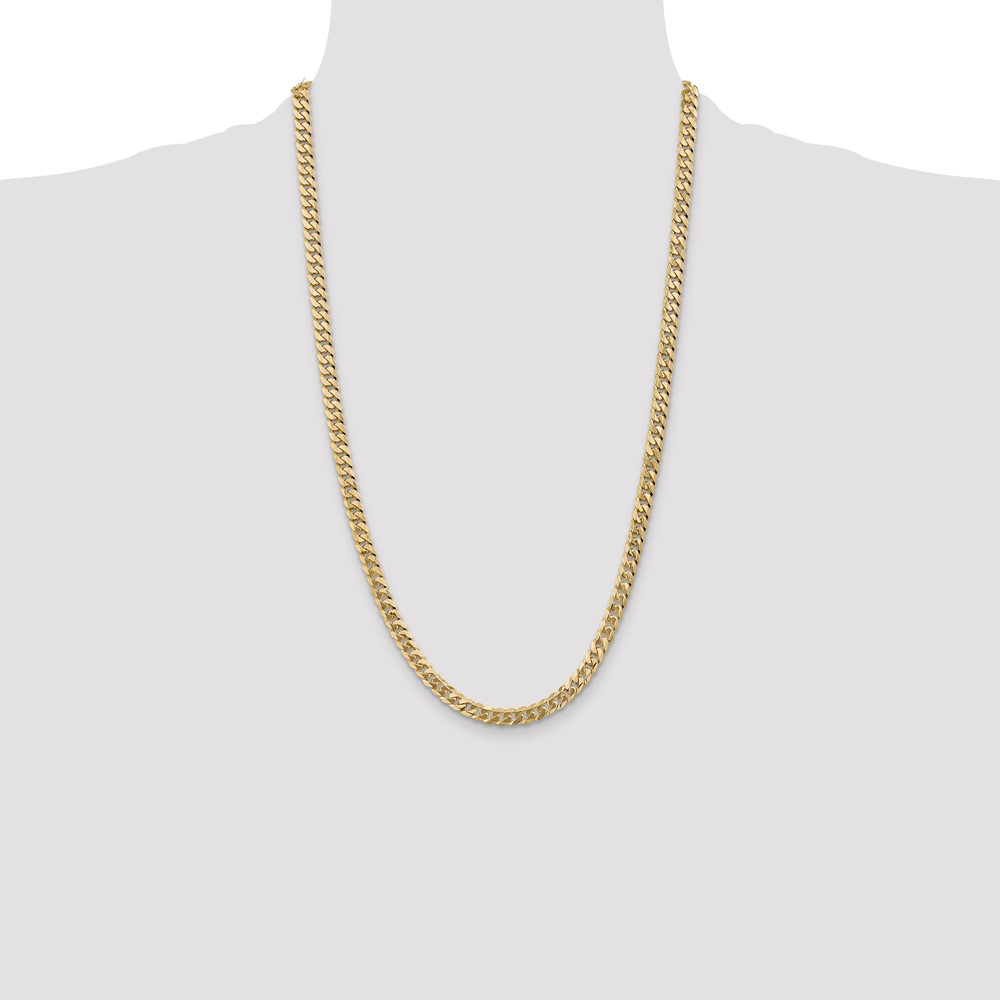 14K 26 inch 5.75mm Flat Beveled Curb with Lobster Clasp Chain (FBU140-26)