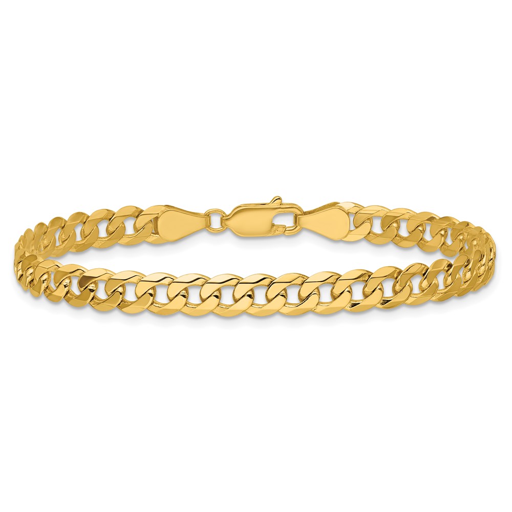 14K 9 inch 5.75mm Flat Beveled Curb with Lobster Clasp Chain (FBU140-9)