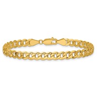14K 5.75mm Yellow Gold Flat Beveled Curb Bracelet with Lobster Clasp, 7" view 4