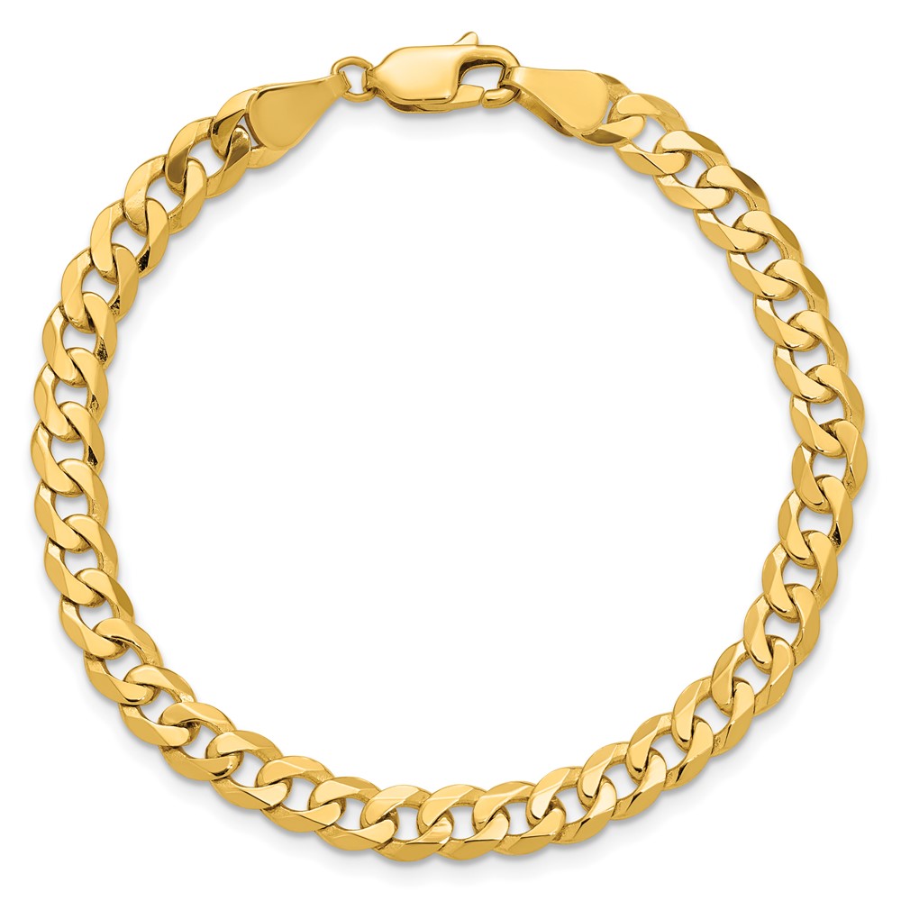 14K 9 inch 5.75mm Flat Beveled Curb with Lobster Clasp Chain (FBU140-9)