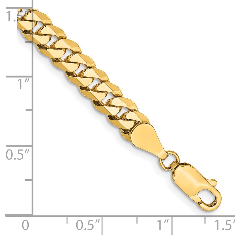 14K 9 inch 5.75mm Flat Beveled Curb with Lobster Clasp Chain (FBU140-9)