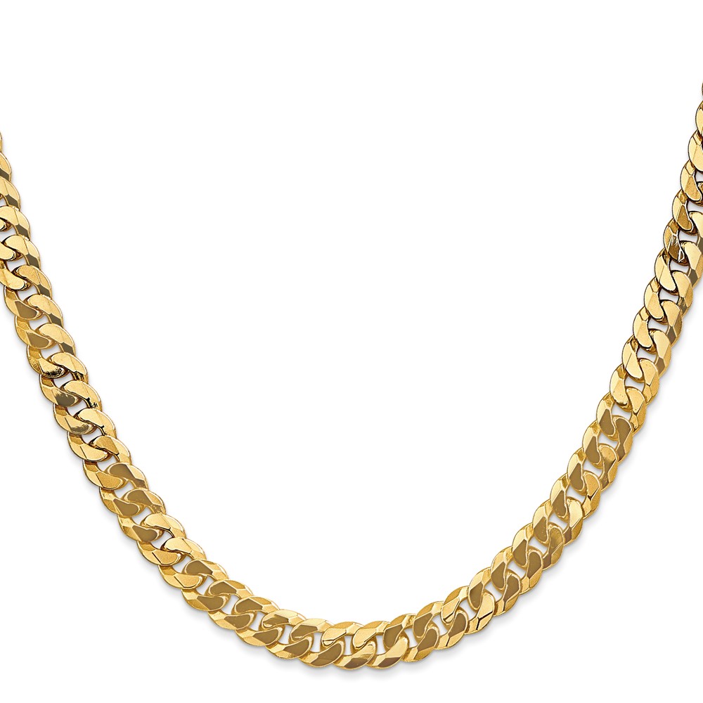14K 18 inch 6.25mm Flat Beveled Curb with Lobster Clasp Chain (FBU160-18)