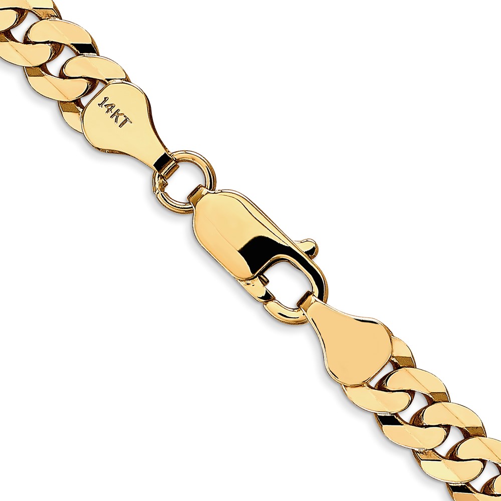 14K 18 inch 6.25mm Flat Beveled Curb with Lobster Clasp Chain (FBU160-18)