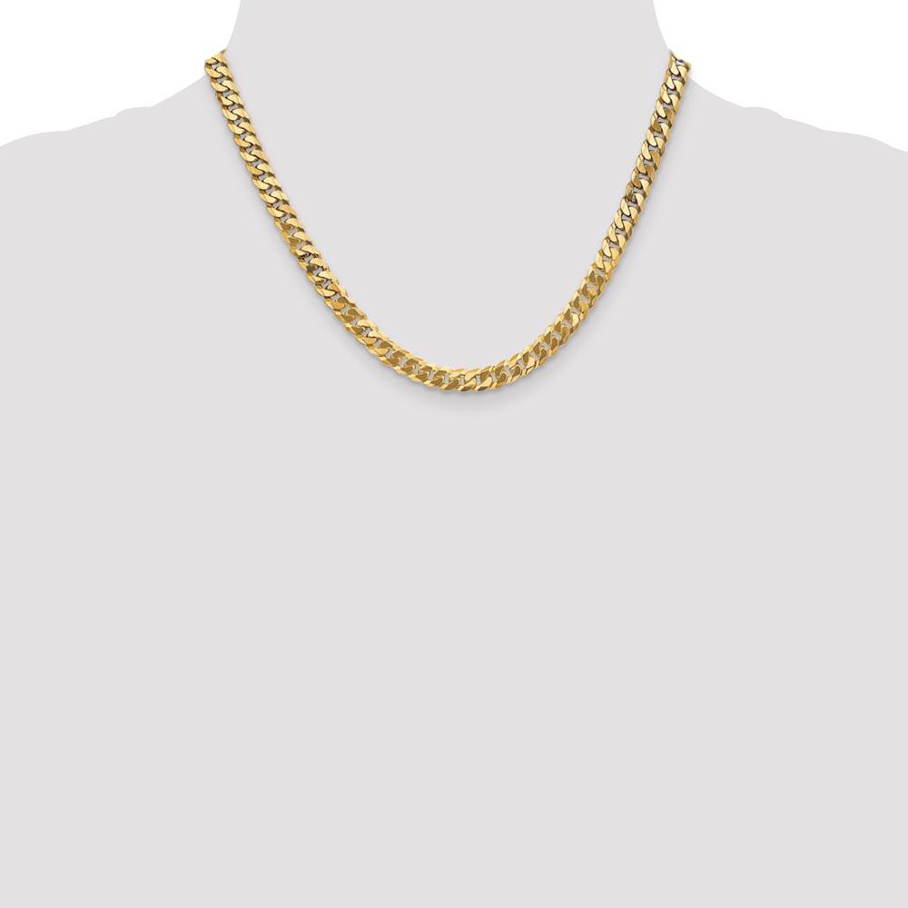 14K 18 inch 6.25mm Flat Beveled Curb with Lobster Clasp Chain (FBU160-18)