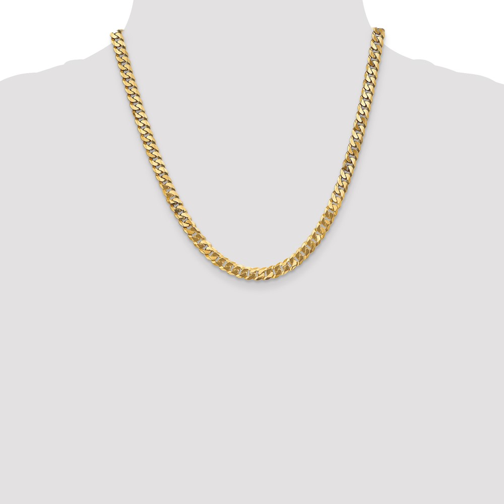 14K 20 inch 6.25mm Flat Beveled Curb with Lobster Clasp Chain (FBU160-20)