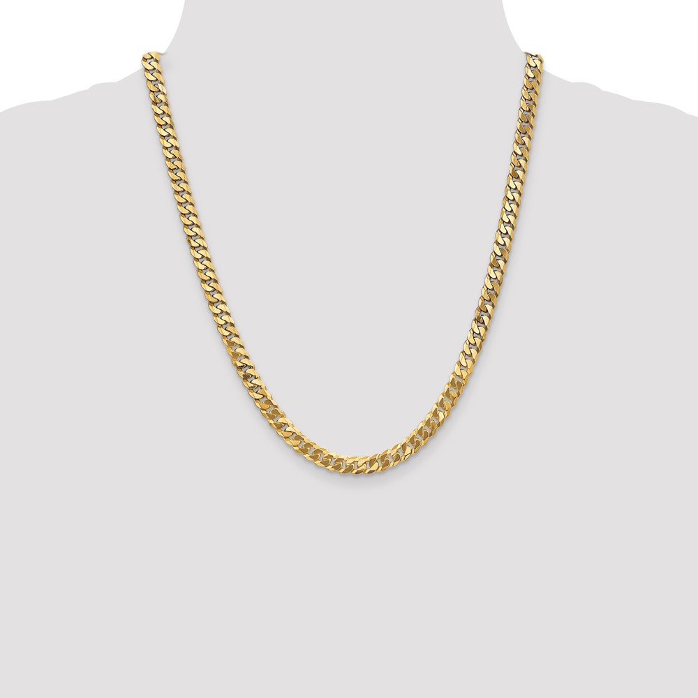 14K 22 inch 6.25mm Flat Beveled Curb with Lobster Clasp Chain (FBU160-22)