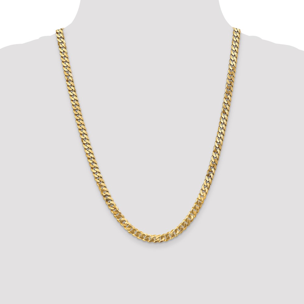14K 24 inch 6.25mm Flat Beveled Curb with Lobster Clasp Chain (FBU160-24)