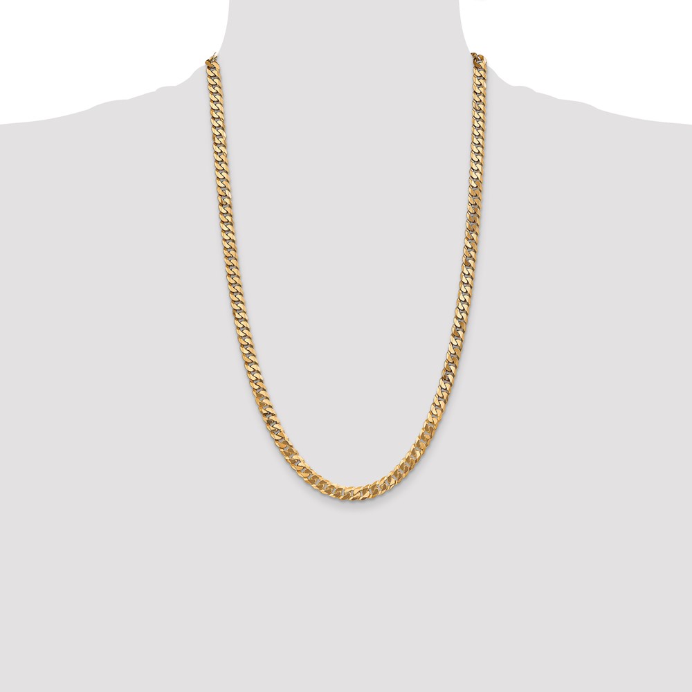 14K 26 inch 6.25mm Flat Beveled Curb with Lobster Clasp Chain (FBU160-26)