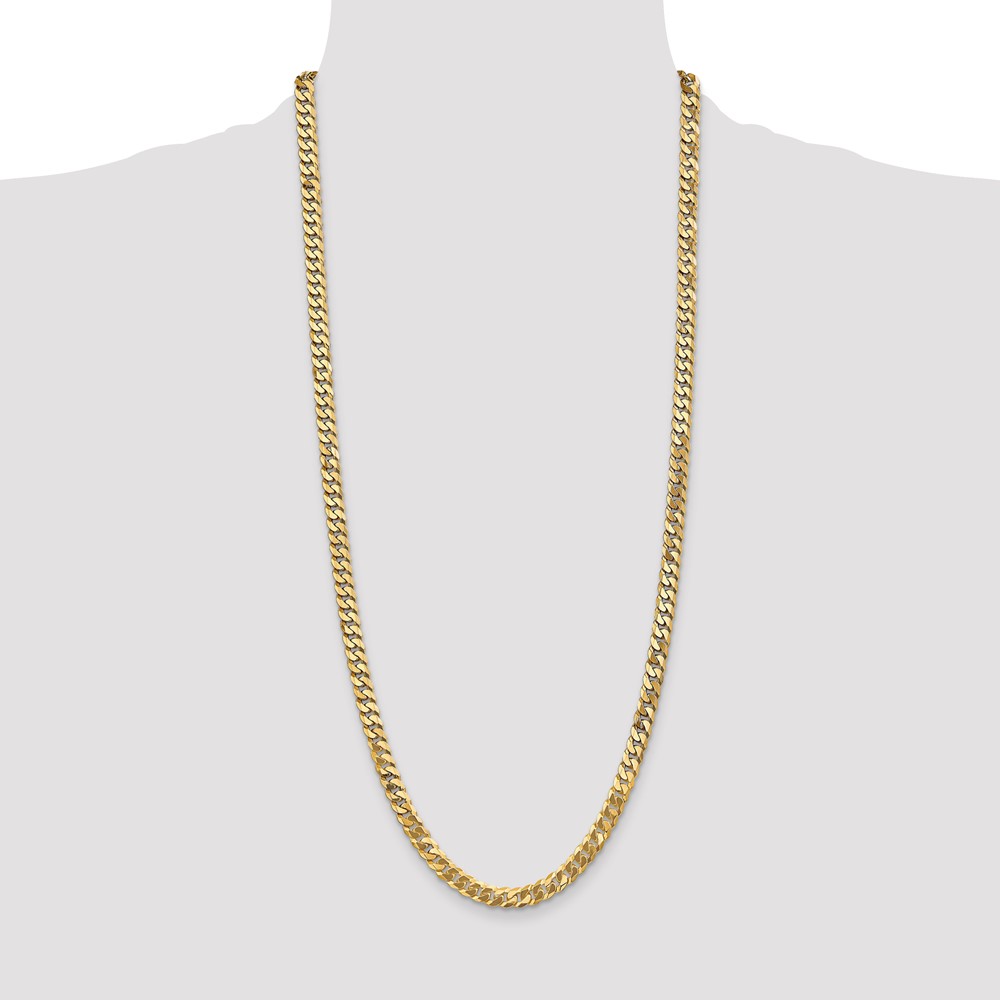 14K 30 inch 6.25mm Flat Beveled Curb with Lobster Clasp Chain (FBU160-30)
