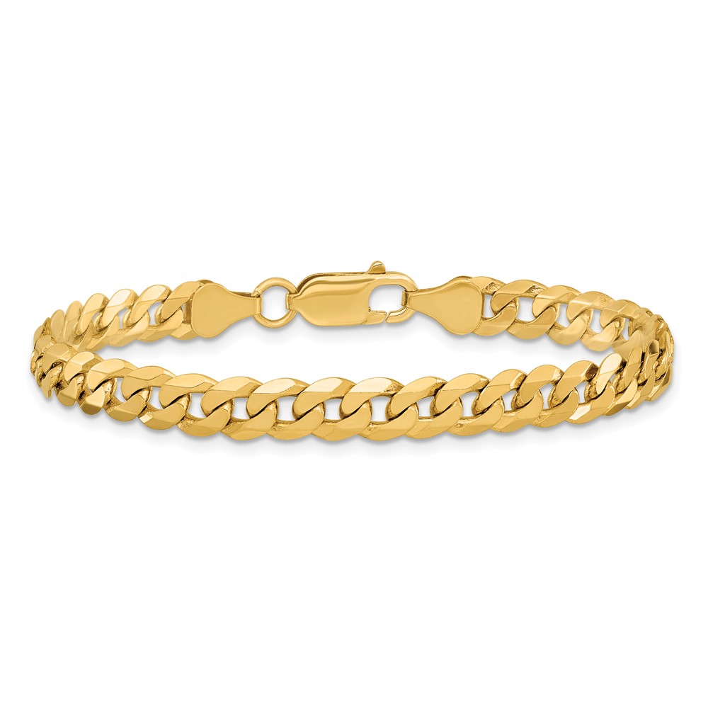 14K 7 inch 6.25mm Flat Beveled Curb with Lobster Clasp Bracelet (FBU160-7)