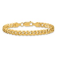 14K 6.25mm Yellow Gold Flat Beveled Curb Bracelet with Lobster Clasp, 7" view 3
