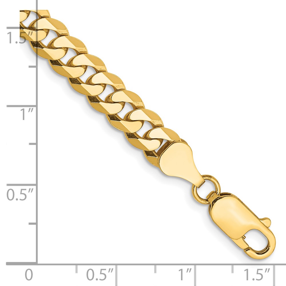 14K 7 inch 6.25mm Flat Beveled Curb with Lobster Clasp Bracelet (FBU160-7)