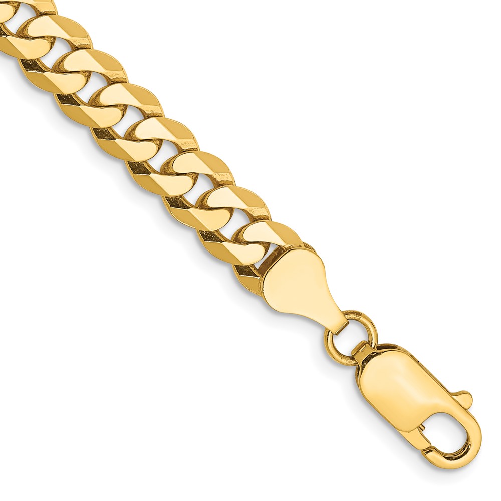 14K 8.5 inch 6.25mm Flat Beveled Curb with Lobster Clasp Bracelet (FBU160-8.5)
