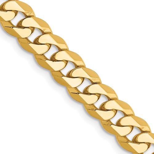 14K 24 inch 6.25mm Flat Beveled Curb with Lobster Clasp Chain