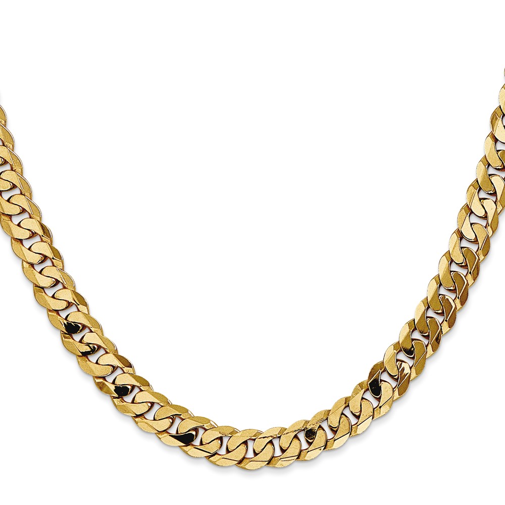 14K 18 inch 7.25mm Flat Beveled Curb with Lobster Clasp Chain (FBU180-18)