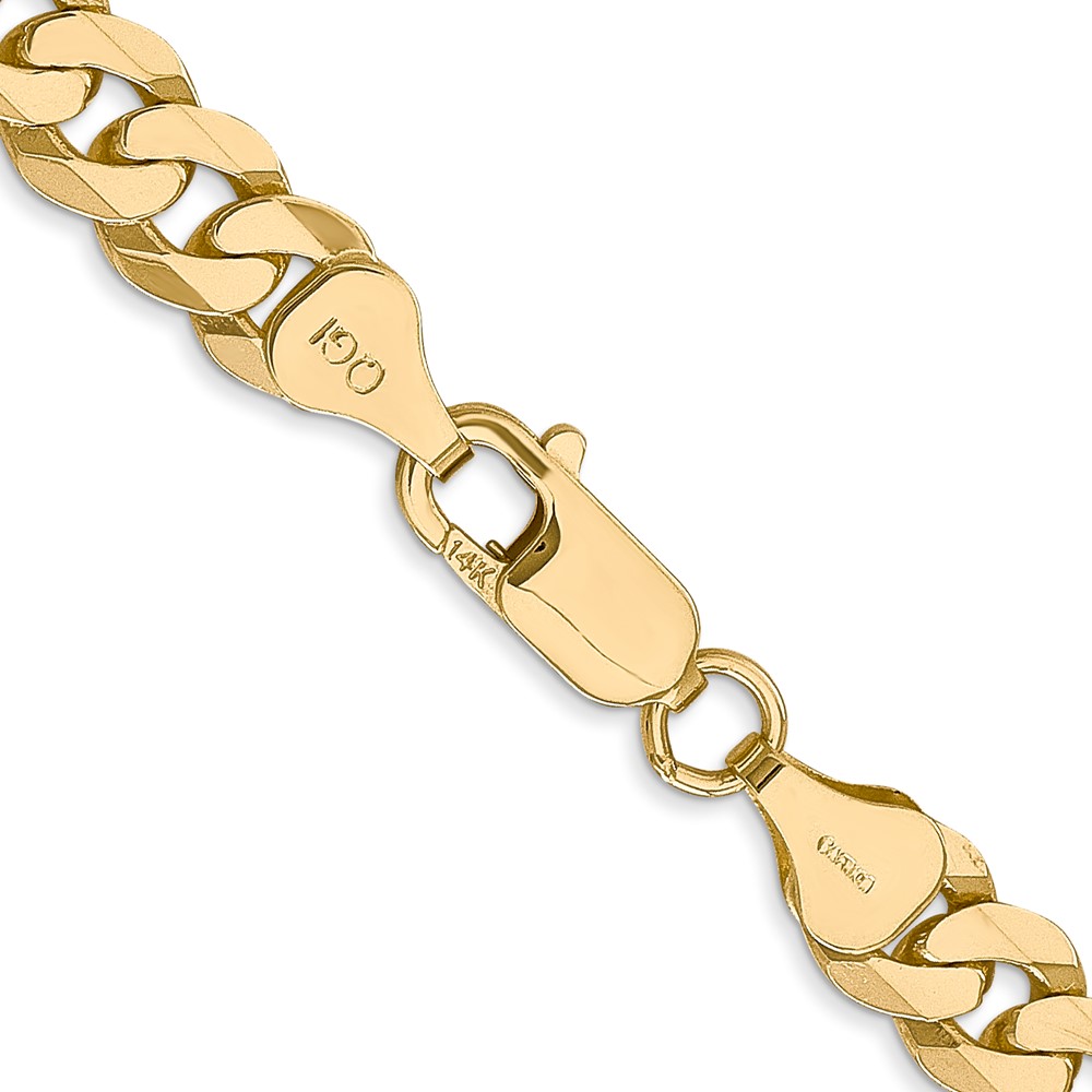 14K 18 inch 7.25mm Flat Beveled Curb with Lobster Clasp Chain (FBU180-18)