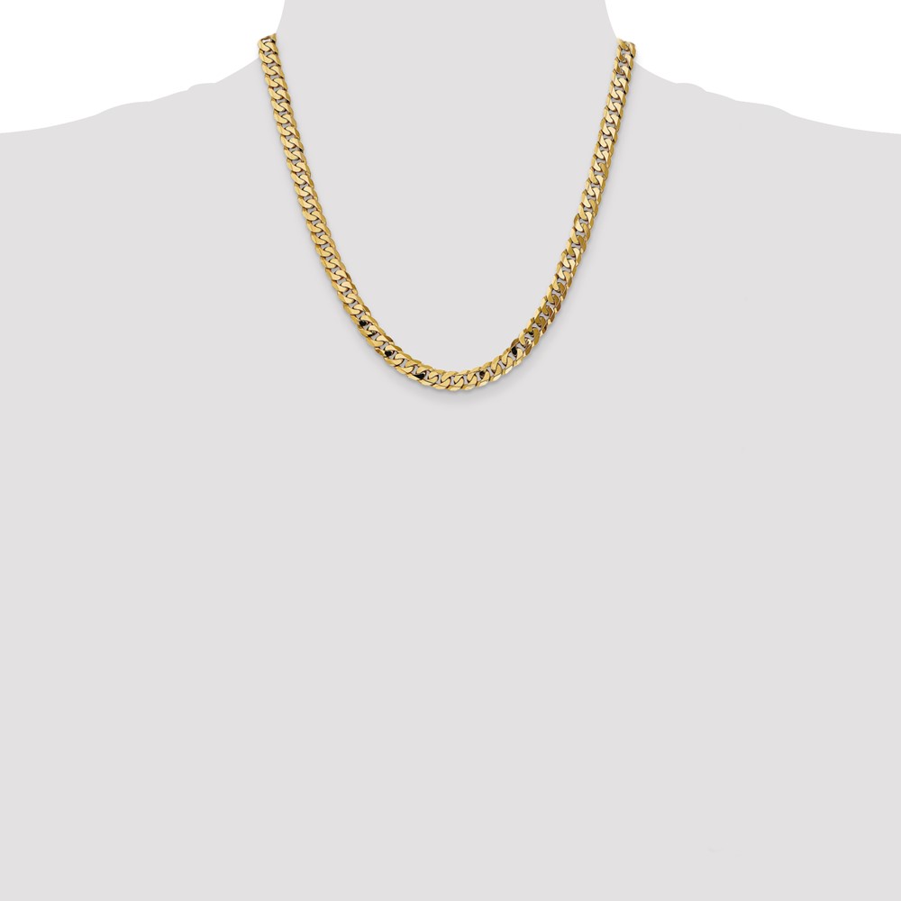 14K 20 inch 7.25mm Flat Beveled Curb with Lobster Clasp Chain (FBU180-20)