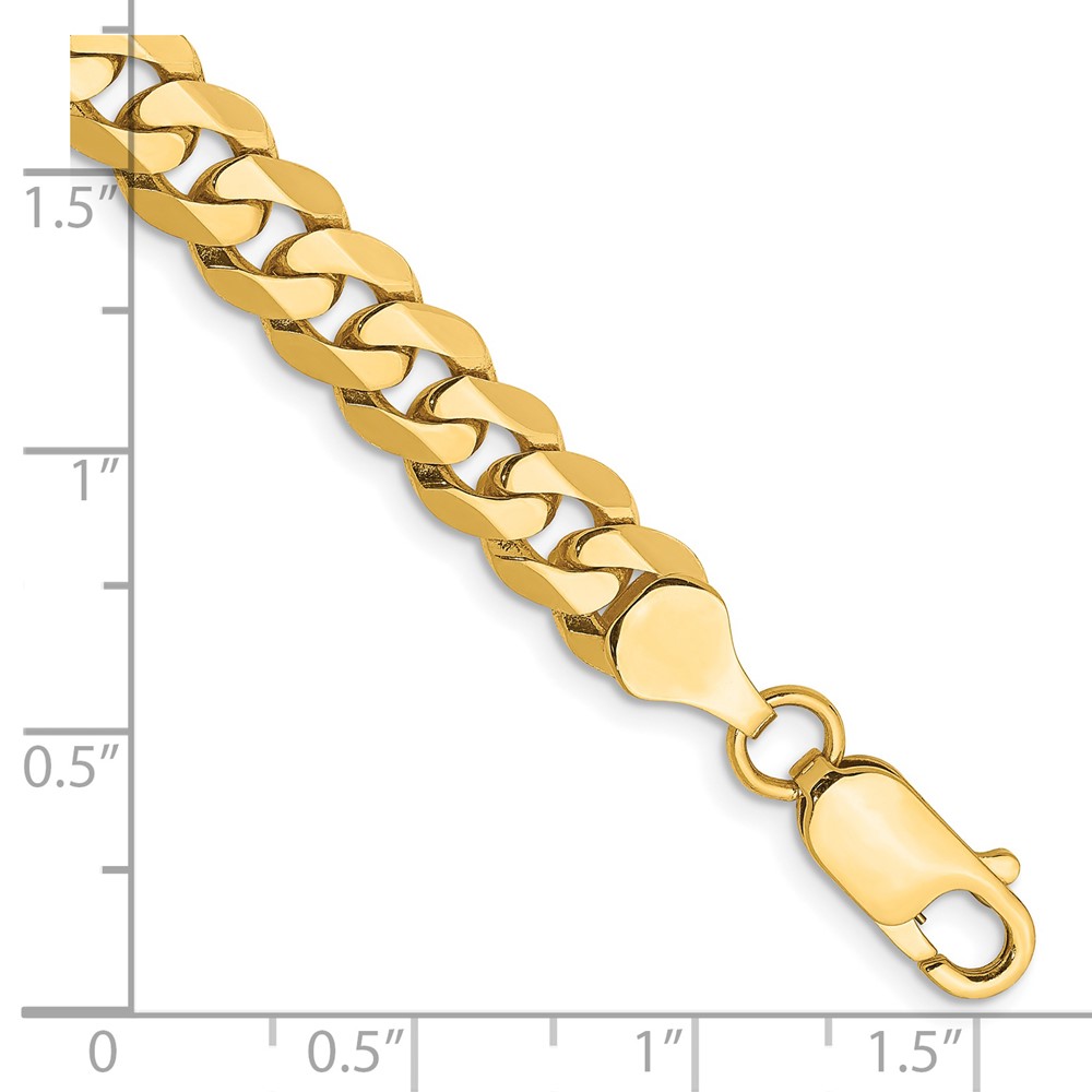 14K 8.5 inch 7.25mm Flat Beveled Curb with Lobster Clasp Bracelet (FBU180-8.5)