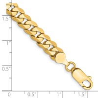 14K 7.25mm Yellow Gold Flat Beveled Curb Bracelet with Lobster Clasp, 7" view 2
