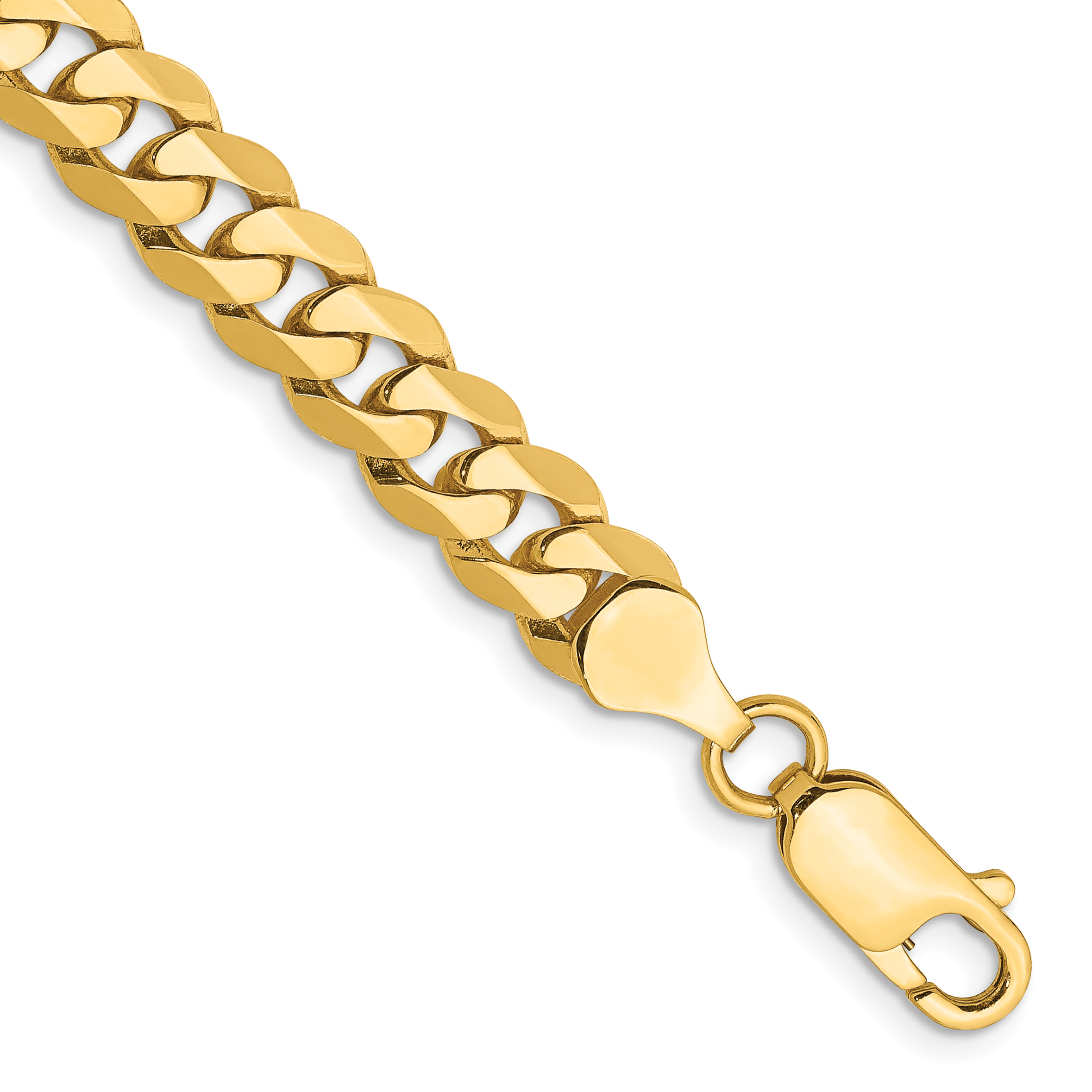 14K 8.5 inch 7.25mm Flat Beveled Curb with Lobster Clasp Bracelet (FBU180-8.5)