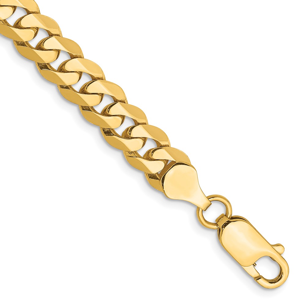 14K 8.5 inch 7.25mm Flat Beveled Curb with Lobster Clasp Bracelet (FBU180-8.5)