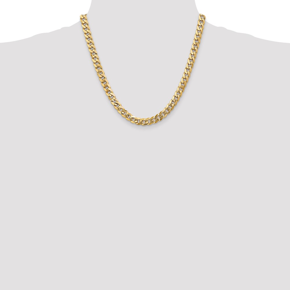 14K 20 inch 8mm Flat Beveled Curb with Lobster Clasp Chain (FBU200-20)
