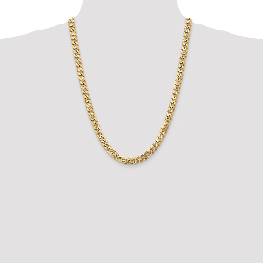 14K 24 inch 8mm Flat Beveled Curb with Lobster Clasp Chain (FBU200-24)